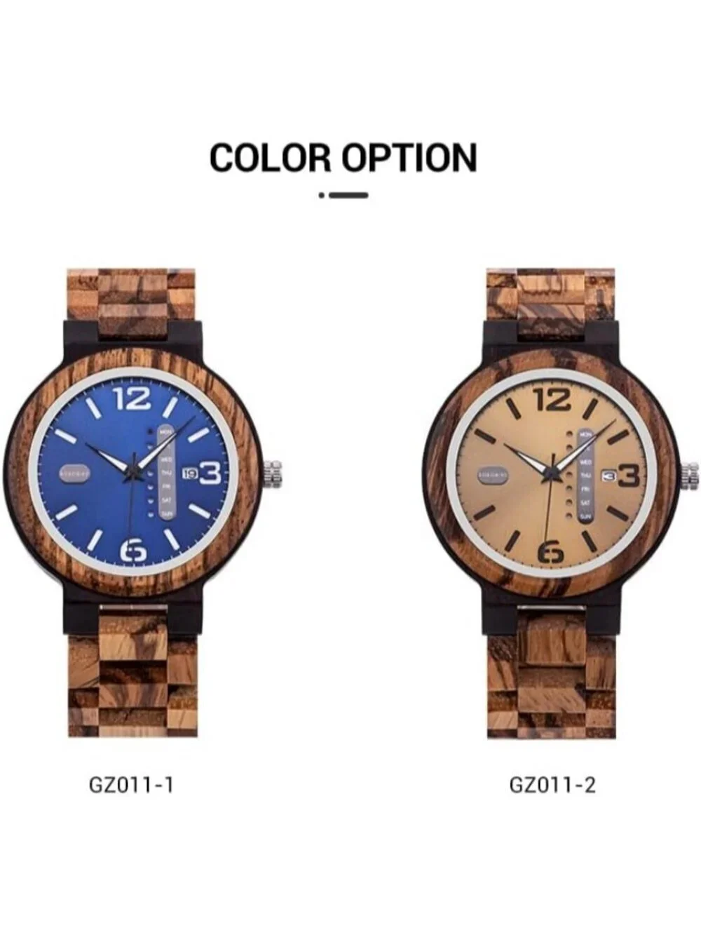 Men's Brown Yellow Multi-Functional Quartz Lightweight Handmade Wooden Watch
